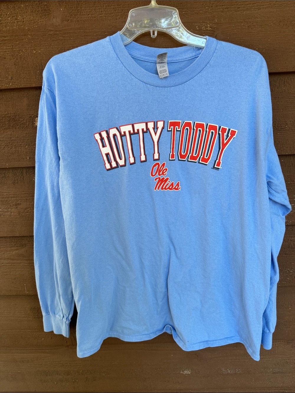 Ole Miss “Hotty Toddy" Long Sleeve Tee with Red & White Graphic size Large